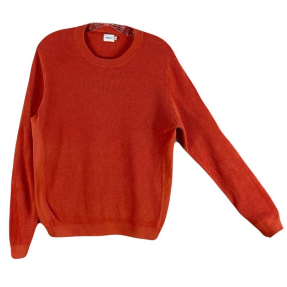 nwot CELIO Sweater Women M Coral Waffle Long-Sleeve Stretchy Cotton Bangladesh